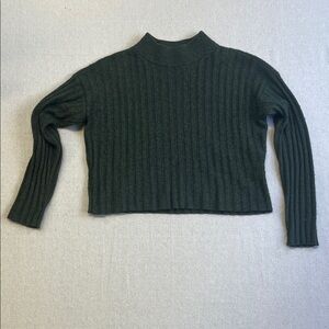 Madewell Forest Green Ribbed Cropped Mock Neck Sweater